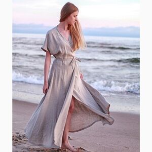 Linen Handmade Studio—Linen Maxi Wrap Dress Delilah